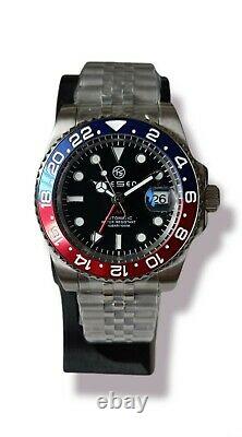 Tesen GMT Automatic Watch Jubilee Bracelet Pepsi Red Blue Bezel