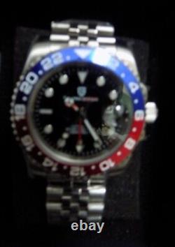 UK SELLER Pagani Design GMT Automatic Watch Jubilee Pepsi Red Blue PD1662
