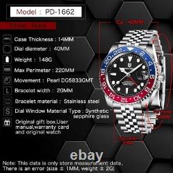 UK SELLER Pagani Design GMT Automatic Watch Jubilee Pepsi Red Blue PD1662
