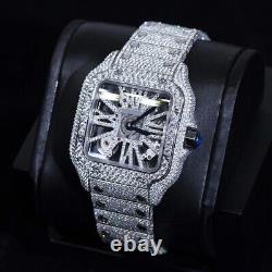 VVS1 Moissanite Automatic Skeleton Watch Diamond Stainless Steel Real Gold 20ct
