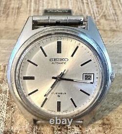Vintage Seiko 6118-8000 Rare 1975 17 Jewels Silver Automatic Date Mens Watch GWO