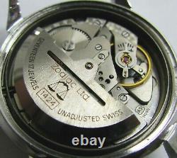 Vintage Zodiac Autographic Stainless Steel Automatic Mens Wind Indicator Watch